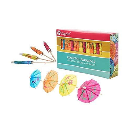 KingSeal Umbrella Parasol Cocktail Picks, Cupcake Toppers, 4 Inch, Assorted Colors - 1 pack of 144 each