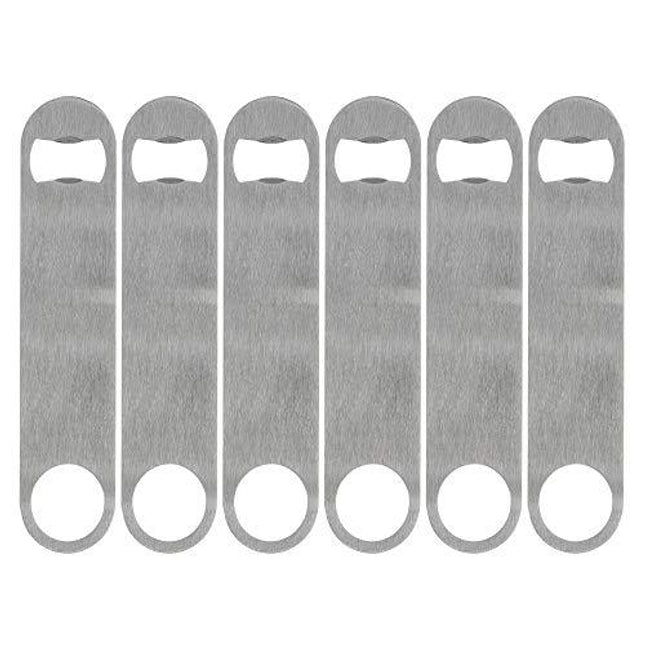 KISEER Heavy Duty Stainless Steel Flat Bottle Opener, 6 Pack Beer Bottle Opener for Kitchen, Bar or Restaurant