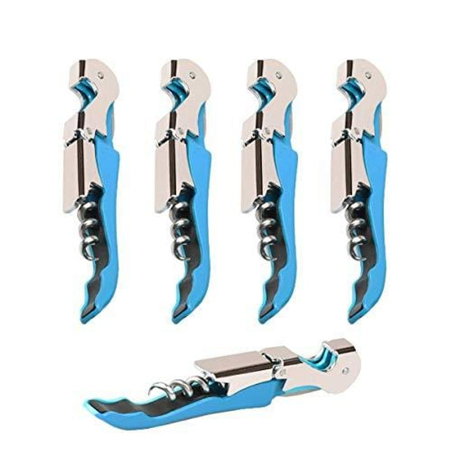 4 Packs Professional Waiter Corkscrew Wine Openers Set,Upgraded With Heavy Duty Stainless Steel Hinges Wine Key for Restaurant Waiters, Sommelier, Bartenders (BLUE 4 Packs)