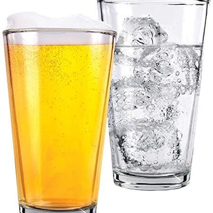 1 Pint Beer Glasses - 2 Pack – Elegant 16 oz Tall Clear Drinking Glass and All Purpose Tumblers – Pub Style Design For Home Dining, Bars, and Parties – by Kitchen Lux