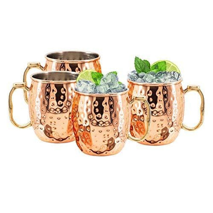 Kitchen Science Stainless Steel Lined Moscow Mule Copper Mugs - Set of 4 (18 oz)