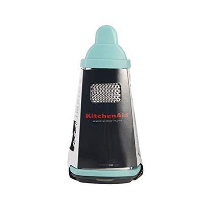 KitchenAid Gourmet 4-Sided Stainless Steel Box Grater with Detachable Storage Container, Small, Aqua