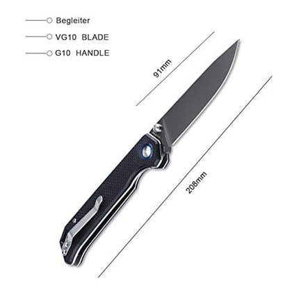 Kizer Cutlery Begleiter Folding Pocket Knife Black G10 Handles Knife, Begleiter V4458A1 (Black G10 handle + N690 blade)