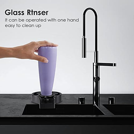 Glass Rinser for Kitchen Metal Faucet Automatic Coffee Cup Cleaner Washer with Side Spray, Beer Bar Glass Rinser Faucet Sink Accessories for Home, KTV, Restaurants, Cafes