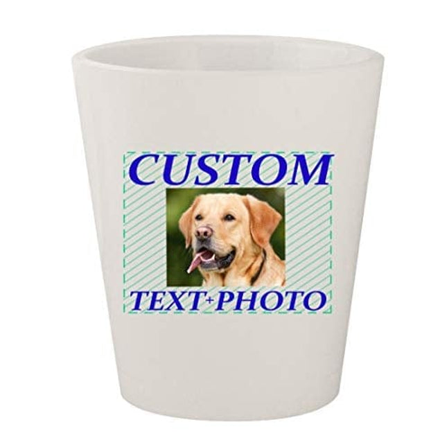 Custom Printed 1.5oz Ceramic White Shot Glass CP06 - Add Your Image Photograph Text or Design - Graphic Mug