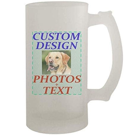 Custom Printed 16oz Frosted Glass Beer Stein Mug Cup CP06 - Add Your Image Photograph Text or Design - Graphic Mug