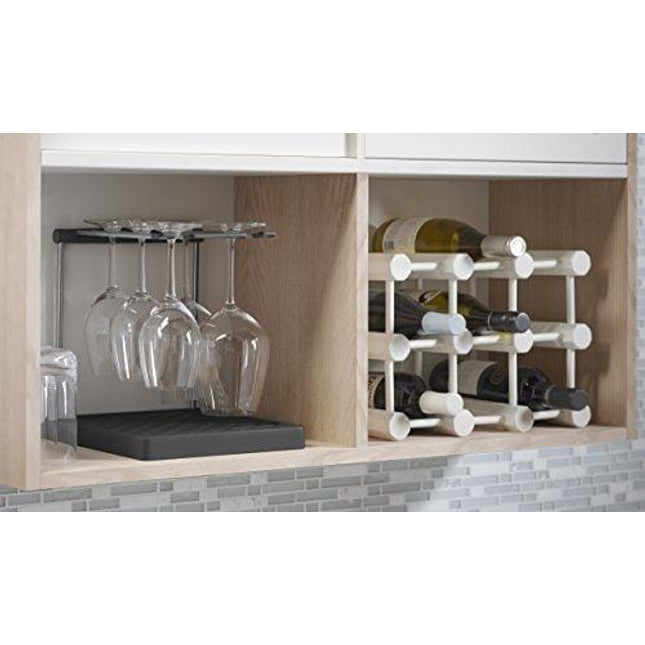 KOHLER Collapsible Wine Glass Holder or Drying Rack. Collapsible to 1.25", Holds Up To 6 glasses, Charcoal