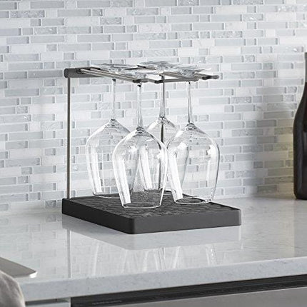 KOHLER Collapsible Wine Glass Holder or Drying Rack. Collapsible to 1.25", Holds Up To 6 glasses, Charcoal