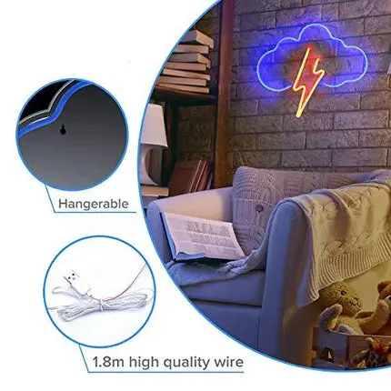 Koicaxy Neon Sign, Cloud Led Neon Light Wall Light Led Wall Decor, Battery or USB Powered Light Up Acrylic Neon Sign for Bedroom, Kids Room, Living Room, Bar, Party, Christmas, Wedding