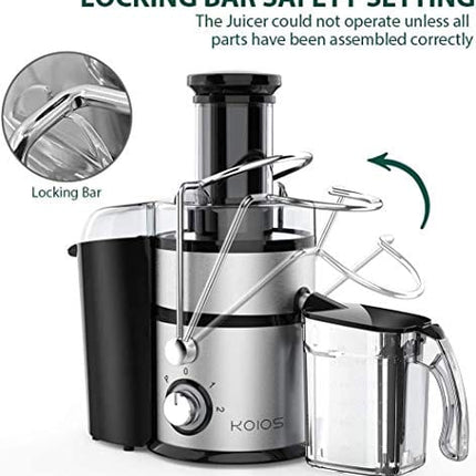 KOIOS Centrifugal Juicer Machines, Juice Extractor with Extra Large 3inch Feed Chute, 304 Stainless Steel Filter, High Juice Yield for Fruits and Vegetables, Easy to Clean, 100% BPA-Free, 1200W Powerful, Dishwasher Safe, Included Brush