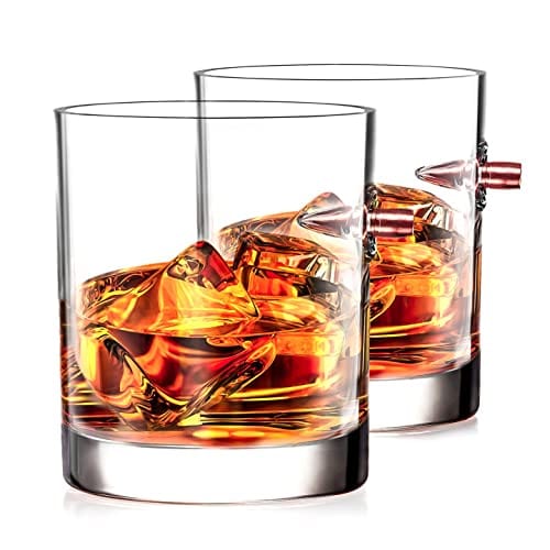 Kollea Gifts for Men Dad, Whiskey Wedge Glasses with Silicone Ice Mold, Old Fashioned Whiskey Glasses Set of 2 with Ice Form, Whiskey Lovers for