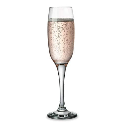 KooK Premium Clear Glass Champagne Flutes, Thin Stem, 7 ounce (12)