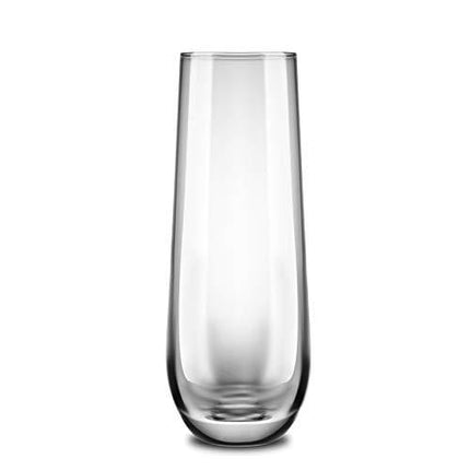 Stemless Champagne Flutes, by KooK, Durable Glass, Set of 8, 10.5oz