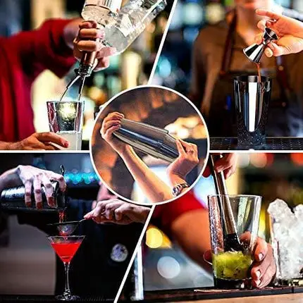 Cocktail Shaker - Koviti 12 Piece Bartender Kit - Stainless Steel Cocktail Shaker Set, Premium Bar Set for Home, Bars, Parties and Traveling(Black)