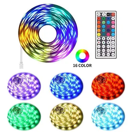 KSIPZE RGB Led Strip Lights 50ft Color Changing with 44 Key Remote Kit for Room Bedroom Kitchen Home Indoor