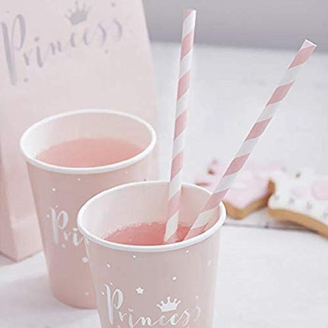 Biodegradable Paper Straws, 100 Pink Straws/Gold Straws for Party Supplies, Birthday, Wedding, Bridal/Baby Shower Decorations and Holiday Celebrations