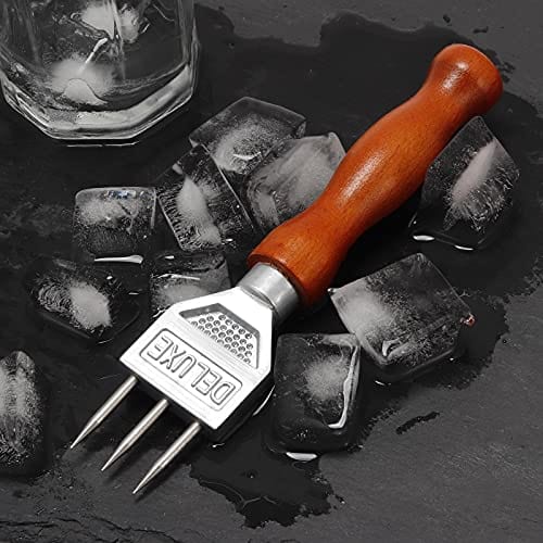 Stainless Steel Ice Pick with Safety Cover, Pick Tool for Breaking Ice,  Non-Slip Wooden Handle for Easy to Grip, 9 Inches Length