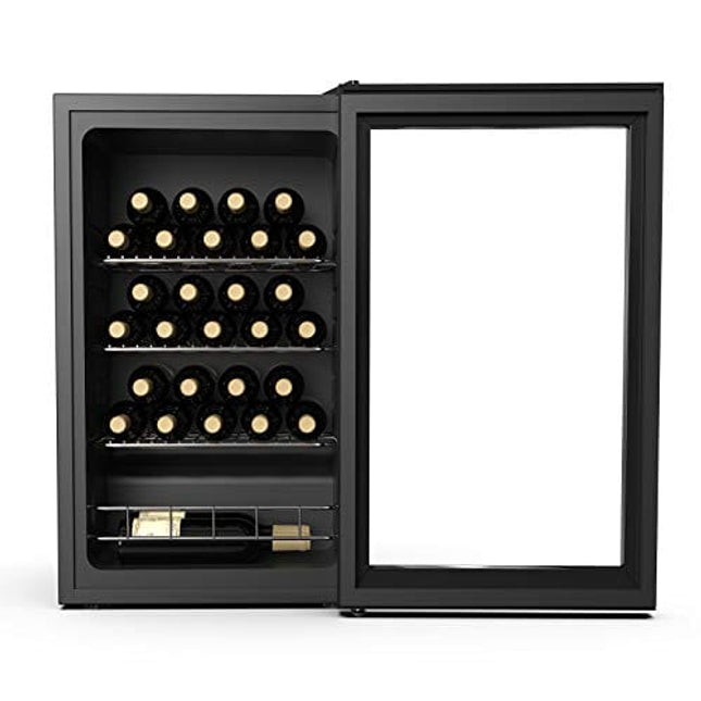 KUPPET 27 Bottles Compressor Freestanding Wine Cooler/Chiller-Red/White Wine, Beer and Champagne Wine Cellar-Digital Temperature Display-Double-layer Glass Door-Quiet Operation