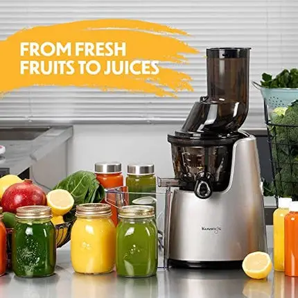 Kuvings Whole Slow Juicer Elite C7000S - Higher Nutrients and Vitamins, BPA-Free Components, Easy to Clean, Ultra Efficient 240W, 60RPMs-Silver
