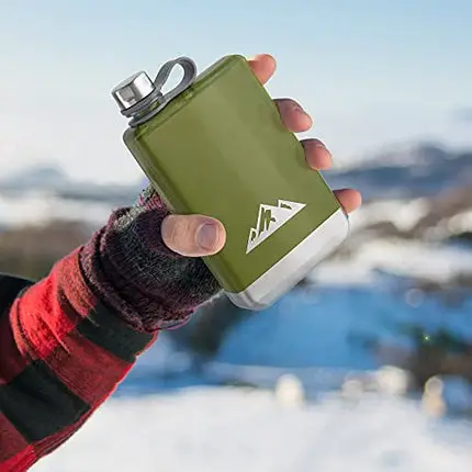 KWANITHINK Flask for Men, Stainless Steel Camping Flask 8 oz with Funnel, Hip Flask Whiskey Flask with Integrated Steel Cap for Outdoor, Camping Hiking Climbing Exploration(