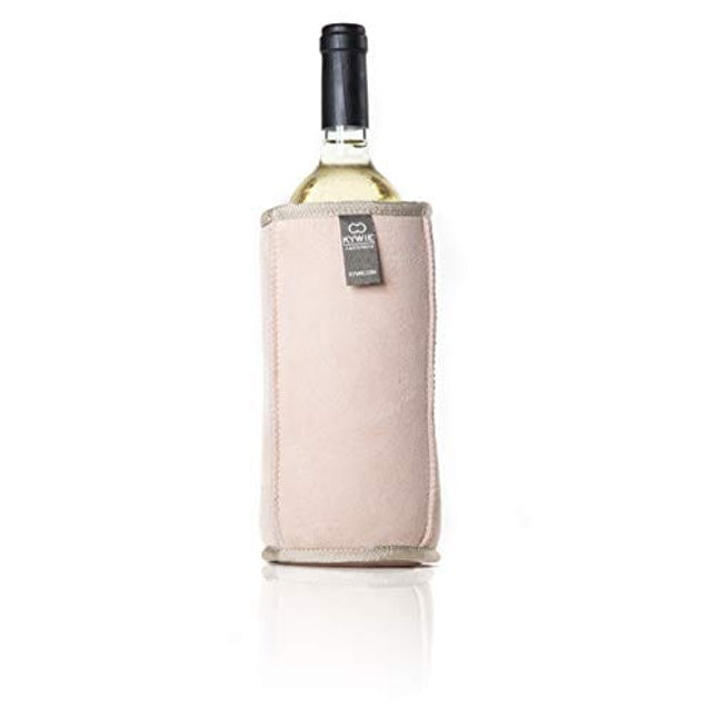 KYWIE Wine Chiller, Insulated Sheep Skin Wine Bottle Sleeve for Red & White Bottles 700mL – Pink Suede