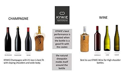KYWIE Wine Chiller, Insulated Sheep Skin Wine Bottle Sleeve for Red & White Bottles 700mL – Pink Suede