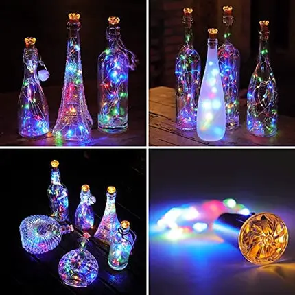 KZOBYD Wine Bottle Lights with Cork 10 Pack Fairy Battery Operated Mini Lights Diamond Shaped LED Cork Lights for Wine Bottles DIY Party Decor Christmas Halloween Wedding Festival (Multi Color)
