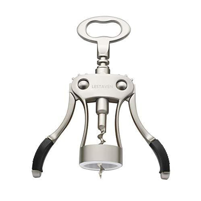 Stainless Steel Wing Corkscrew Wine Opener, Waiters Corkscrew Cork and Beer Cap Bottles Opener Remover, Used in Kitchen Restaurant Chateau and Bars,Black