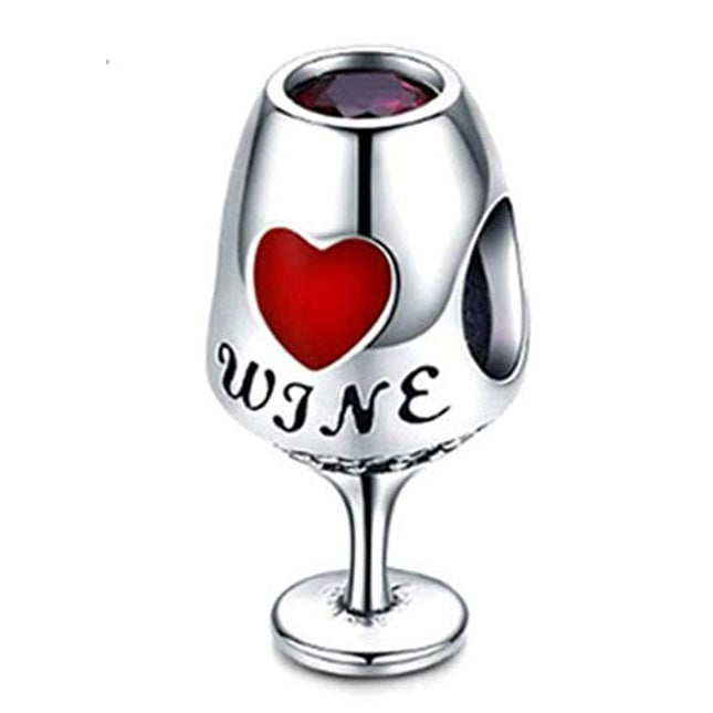 Red Wine Glass Charm Bead