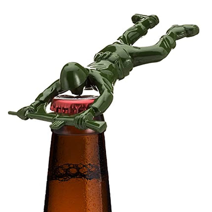 Green Army Man Bottle Opener - Unique Funny Bottle Opener Bartender Compatible As Coke Bottle Opener - Metal Bottle Opener Man - Mini Soldier Bottle Opener - Creative Cool Bottle Opener