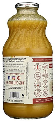 Lakewood Organic Mango Juice, 32 Fl Oz (Pack of 6)