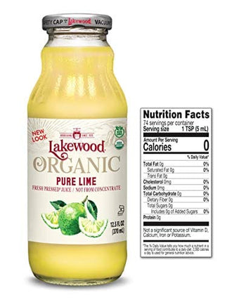 Lakewood Organic PURE Lime Juice, 12.5-Ounce Bottles (Pack of 12)