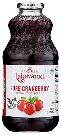Lakewood PURE Cranberry Juice, 32-Ounce Bottles (Pack of 6)