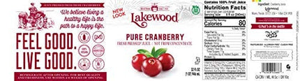 Lakewood PURE Cranberry Juice, 32-Ounce Bottles (Pack of 6)