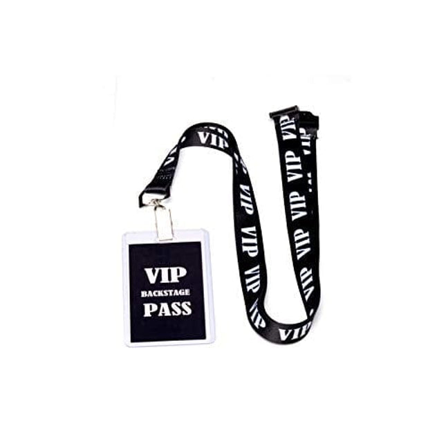 VIP Lanyard w/ Safety Breakaway, Plastic Card Holder and Card Pass - ID Holder for Backstage Concert Event Party Birthday Gaming Ticket - ID Badge Holder for Men Women (Black 10 Lanyards)