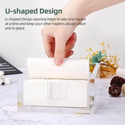 LAOSGE Napkin Holder 2 Pieces, Clear Acrylic Guest Towel Holders Napkin Holders for Bathroom, Kitchen or Dinner Table, 9x5.5x2.5 Inch