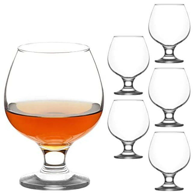 lav Brandy Snifters Set of 6 - Cognac Glasses 13.25 Oz - Brandy Glasses for Spirits - Clear Drinking Glass Snifters - Short Beer Tasting Glasses,Father's Day Gift - Made in Europe