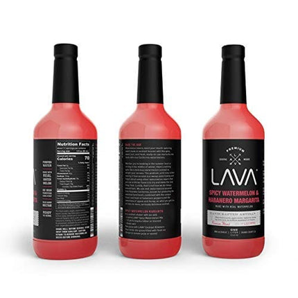 (3 Pack) LAVA Premium Spicy Watermelon Habanero Margarita Mix, Cold-Pressed Organic Watermelon, Agave, Habanero, No Artificial Sweeteners, Lots of Flavor, Ready to Use, 1-Liter (33.8oz) Glass