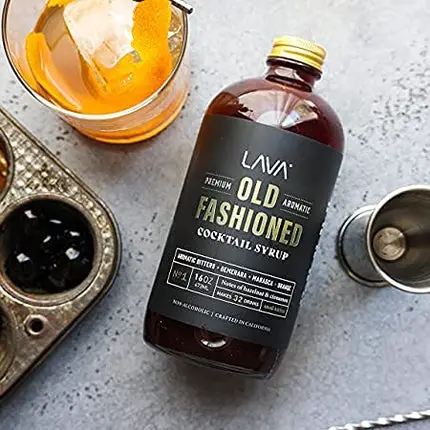LAVA Premium Aromatic Old Fashioned Cocktail Mixer 16oz, Makes 32 Cocktails, Cocktail Syrup Made with Aromatic Bitters, Demerara, Marasca Cherry, Orange Zest, Hazelnut, Cinnamon. Just Add Whiskey