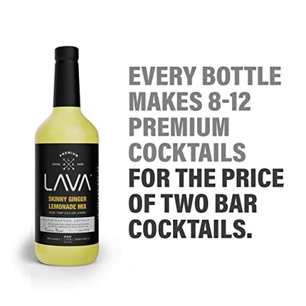 LAVA Premium Skinny Ginger Lemonade Vodka Cocktail Mix made with Sicilian Lemon Juice, Candied Ginger Puree (Skinny Ginger Lemonade Mixer, 1 Bottle (33.8 Ounces))
