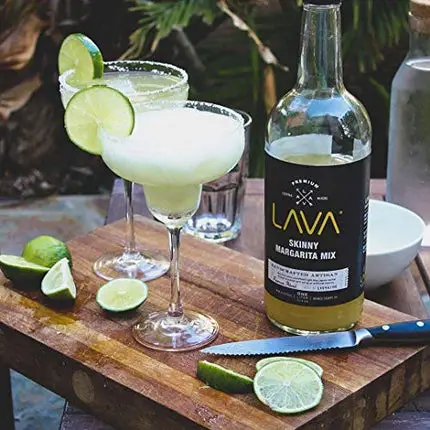 LAVA Premium Skinny Margarita Mix & Skinny Paloma Mix by LAVA Craft Cocktail Co., Low Calorie, Lots of Flavor and Ready to Use, 1-Liter (33.8oz) Glass Bottles
