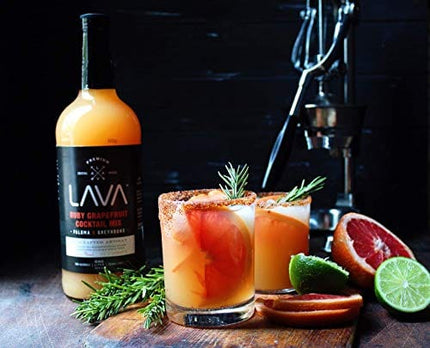 LAVA Premium Skinny Paloma Mix Craft Cocktail Mixer, Ruby Red Grapefruit Juice, Key Lime Juice, Low Calorie, Ready to Use, No Artificial Sweeteners, Greyhound, Margarita 1-Liter (33.8oz) Glass Bottle