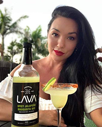 LAVA Premium Spicy Jalapeño Margarita Mix by LAVA Craft Cocktail Co., Made with Real Jalapeños, Agave Nectar, Key Limes, Lots of Flavor and Ready to Use, 1-Liter Glass Bottle