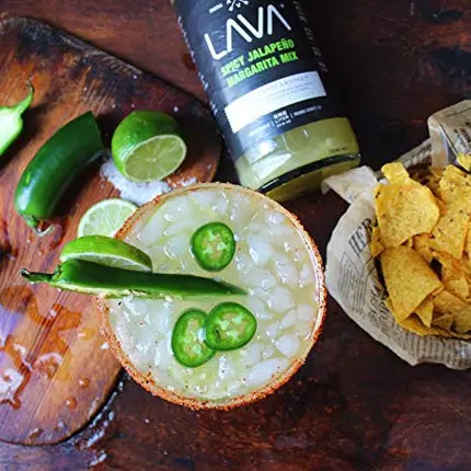 LAVA Premium Spicy Jalapeño Margarita Mix by LAVA Craft Cocktail Co., Made with Real Jalapeños, Agave Nectar, Key Limes, Lots of Flavor and Ready to Use, 1-Liter Glass Bottle