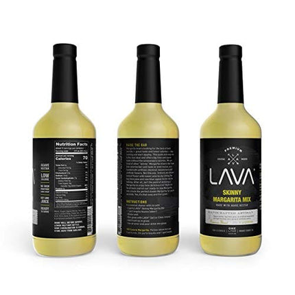 LAVA Premium Spicy Jalapeño Margarita Mix & Skinny Margarita Mix by LAVA Craft Cocktail Co. Lots of Flavor and Ready to use, 1-Liter (33.8oz) Glass Bottles