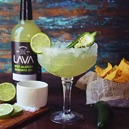 LAVA Premium Spicy Jalapeño Margarita Mix & Skinny Margarita Mix by LAVA Craft Cocktail Co. Lots of Flavor and Ready to use, 1-Liter (33.8oz) Glass Bottles