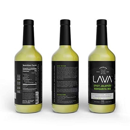 LAVA Premium Spicy Jalapeño Margarita Mix & Spicy Moscow Mule Mix by LAVA Craft Cocktail Co., Lots of Flavor and Ready to Use, 1-Liter (33.8oz) Glass Bottles