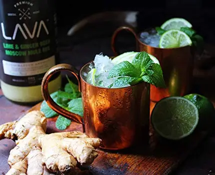 LAVA Premium Spicy Moscow Mule Mix by LAVA Craft Cocktail Co., Made with Ginger Beer, Key Lime Juice, Real Ginger Puree, No Artificial Sweeteners, Ready to Use, 1-Liter (33.8oz) Glass Bottle
