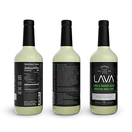 LAVA Premium Spicy Moscow Mule Mix by LAVA Craft Cocktail Co., Made with Ginger Beer, Key Lime Juice, Real Ginger Puree, No Artificial Sweeteners, Ready to Use, 1-Liter (33.8oz) Glass Bottle