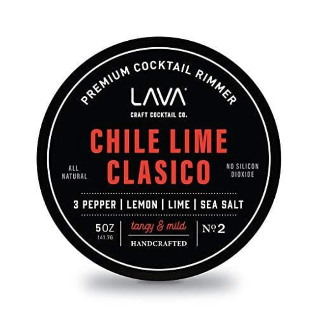 LAVA Premium Chile Lime Clásico Cocktail Rimmer 5oz, All Natural Bloody Mary Rimmer, Michelada Rimmer, Margarita Rimmer Salt, No Silicon Dioxide, with Screw-On Lid